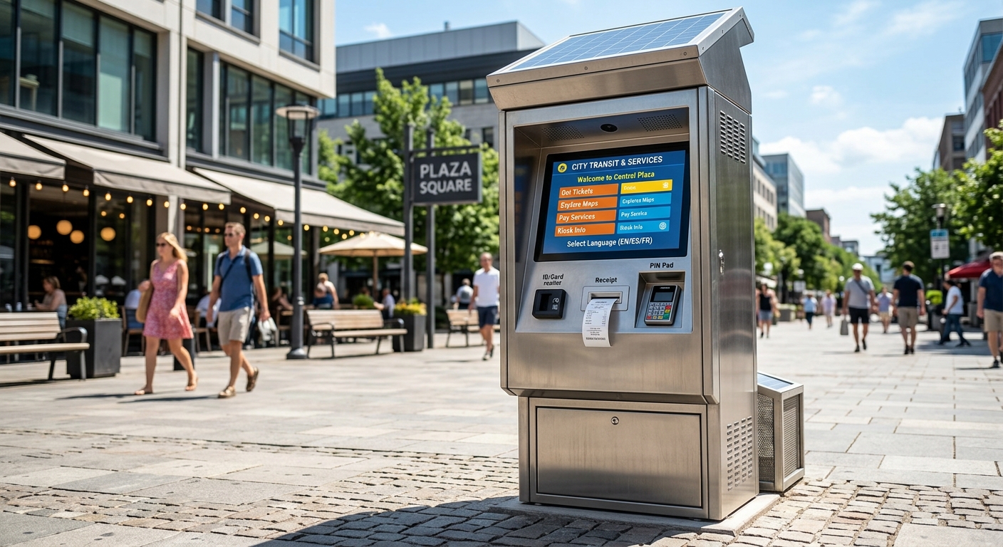 High-brightness outdoor kiosk display readable in direct sunlight